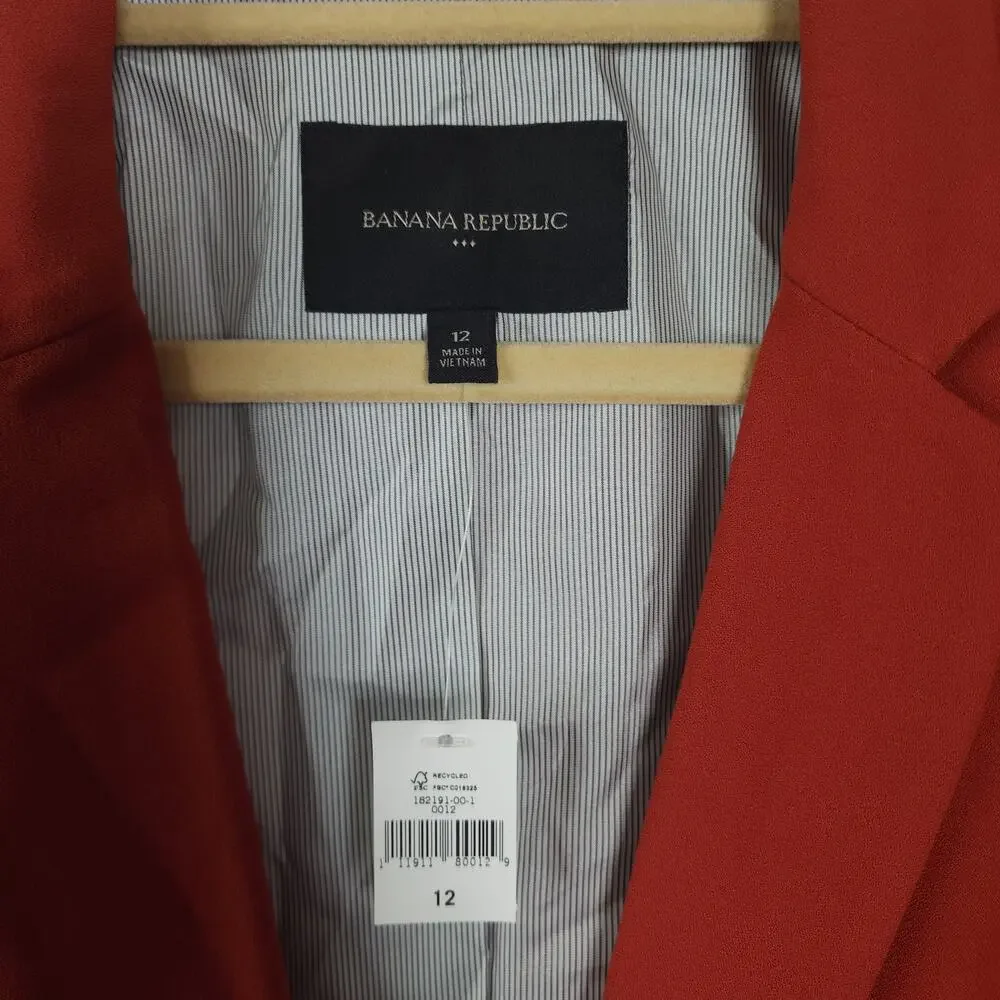 Banana Republic Burnt Orange One Button Closure Boyfriend Blazer Size 12 - Picture 8 of 11